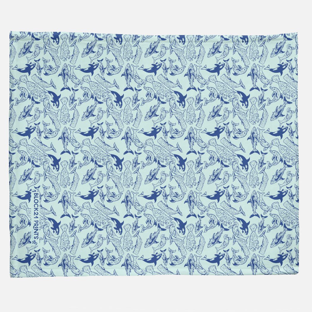 Ocean Animals Minky Blanket - 50" x 60" - FREE SHIPPING
