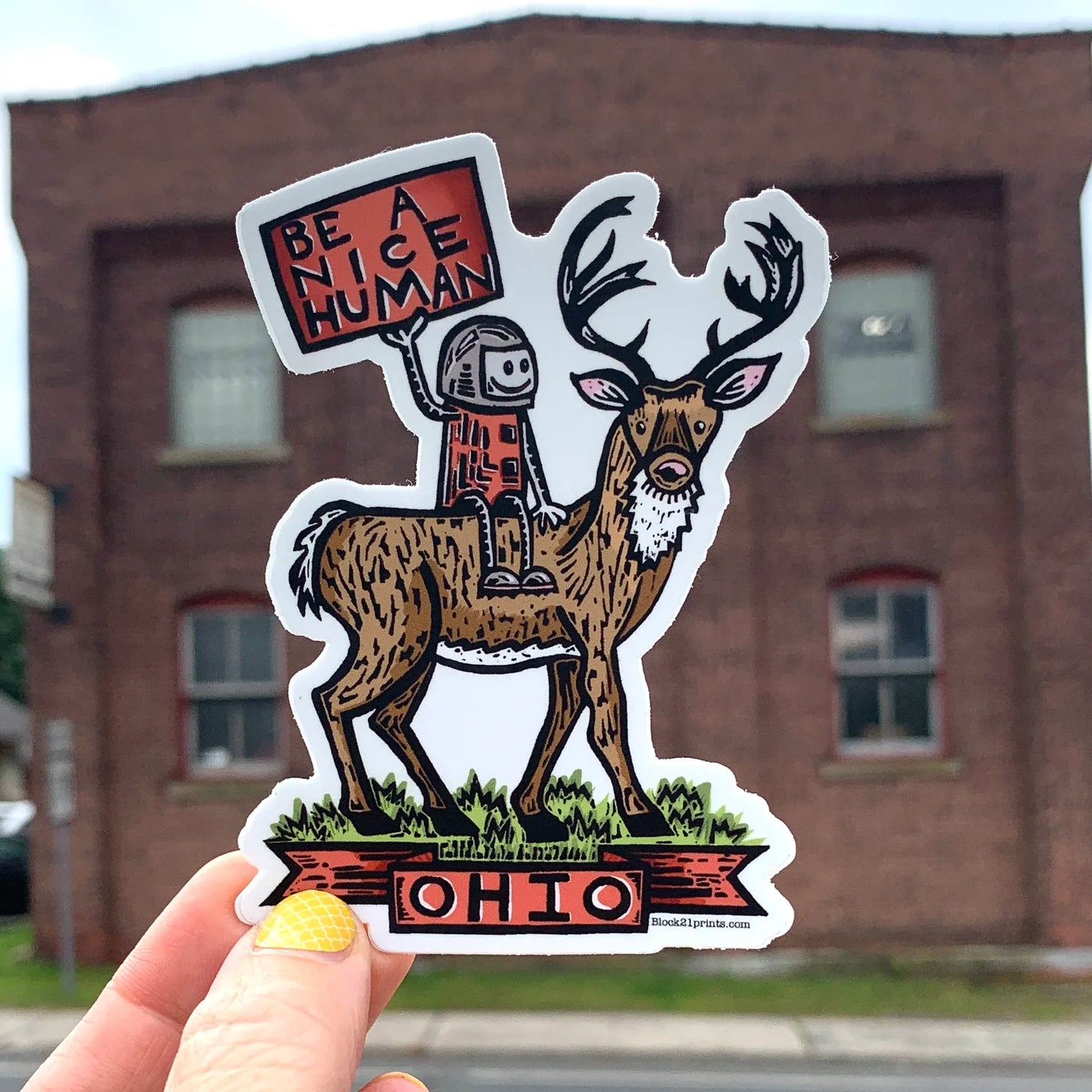 Ohio White Tailed Deer Be A Nice Human Sticker