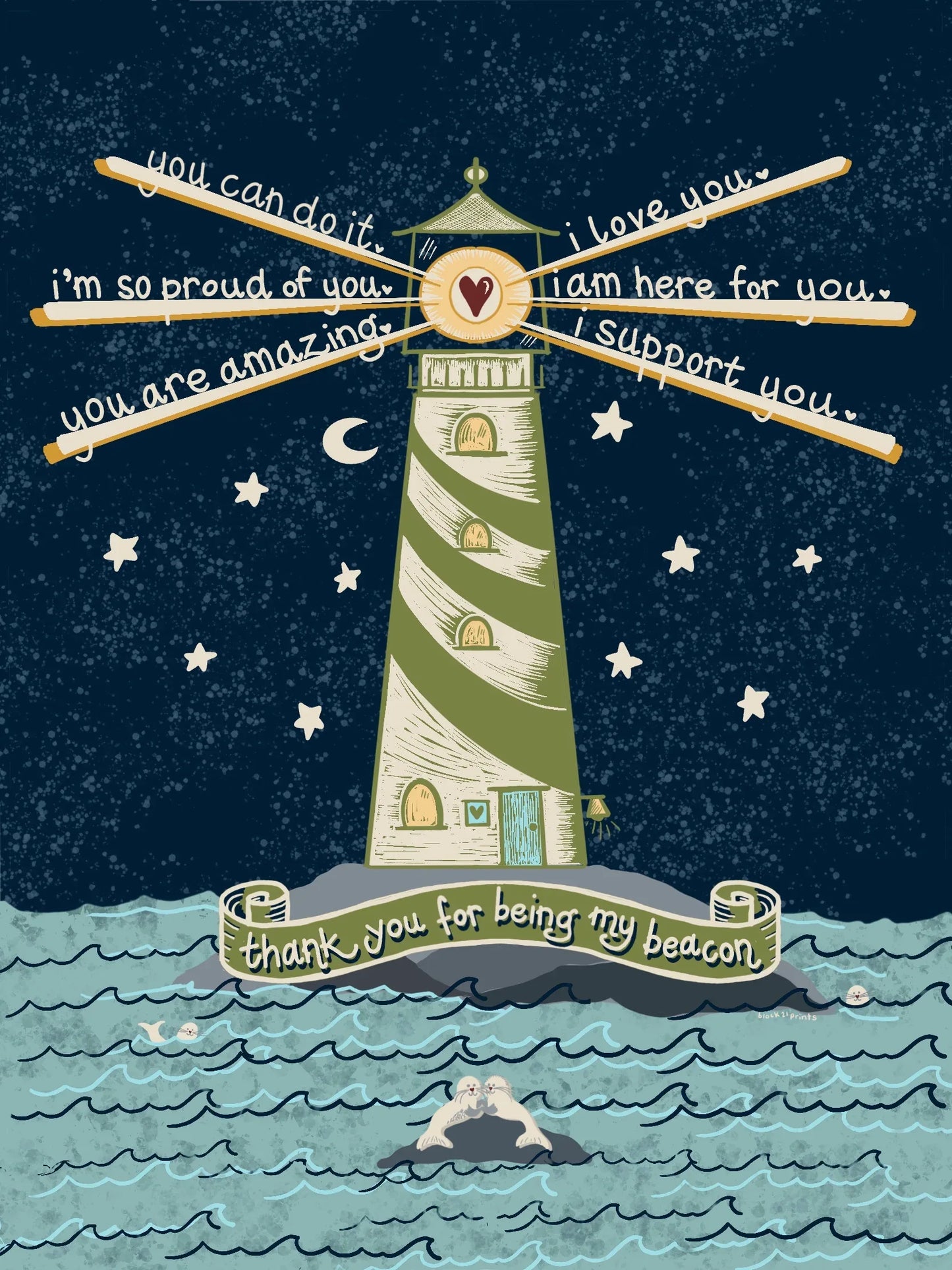 Lighthouse Beacon - Thank You - Blank Greeting Card