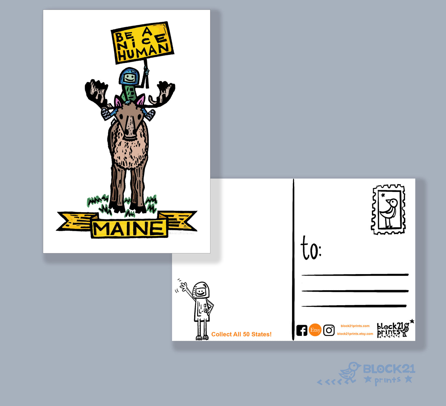 Maine Moose Be a Nice Human Sticker Decal