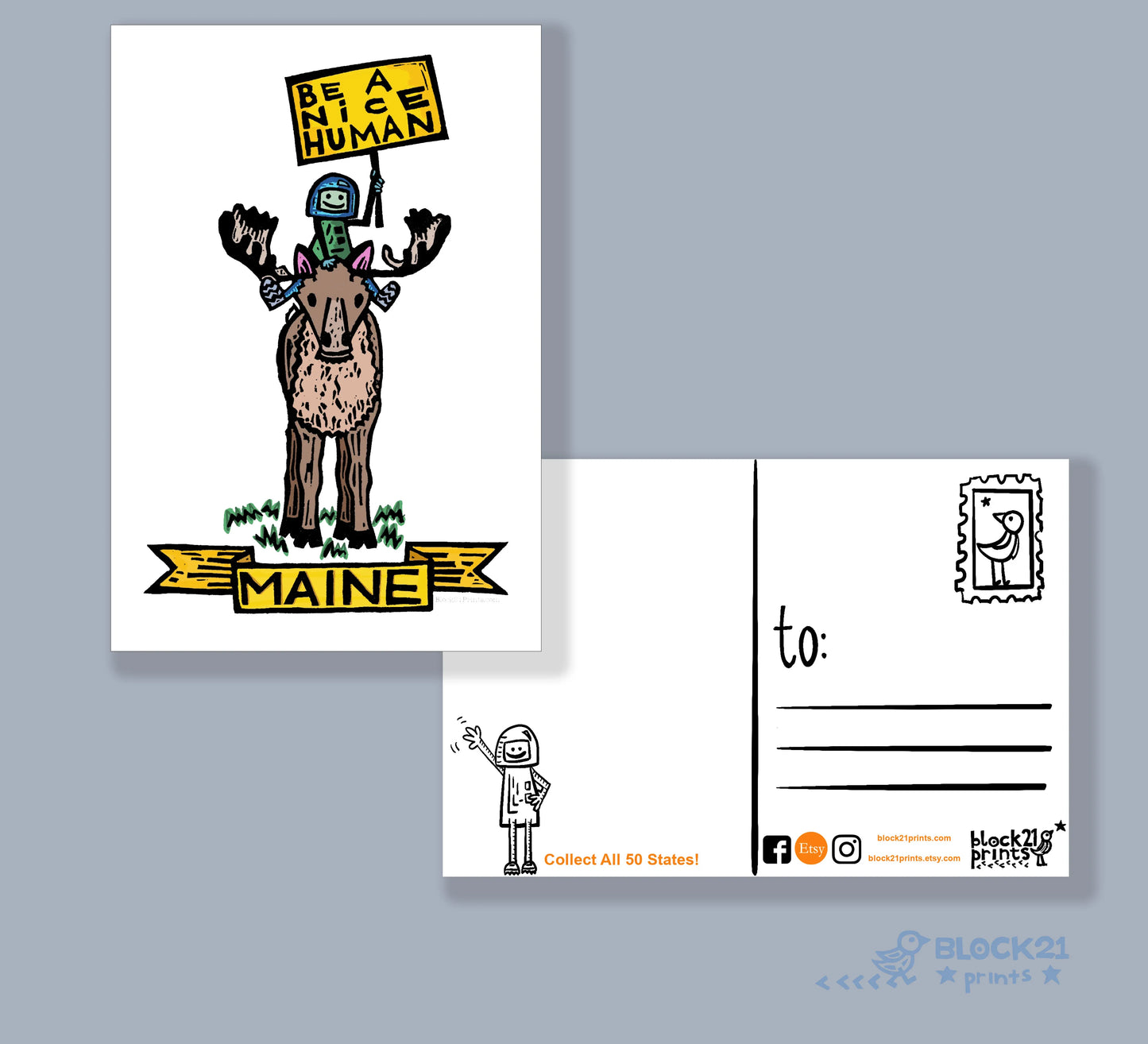 Maine Moose Be a Nice Human Sticker Decal