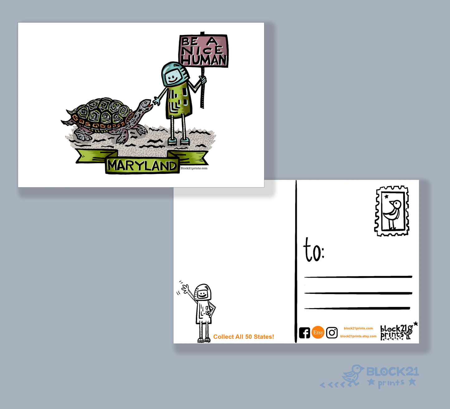 Maryland Terrapin Turtle Be a Nice Human Sticker Decal