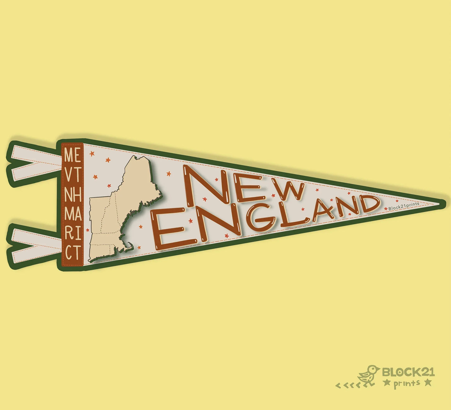 Massachusetts Pennant Sticker – Vinyl Decal
