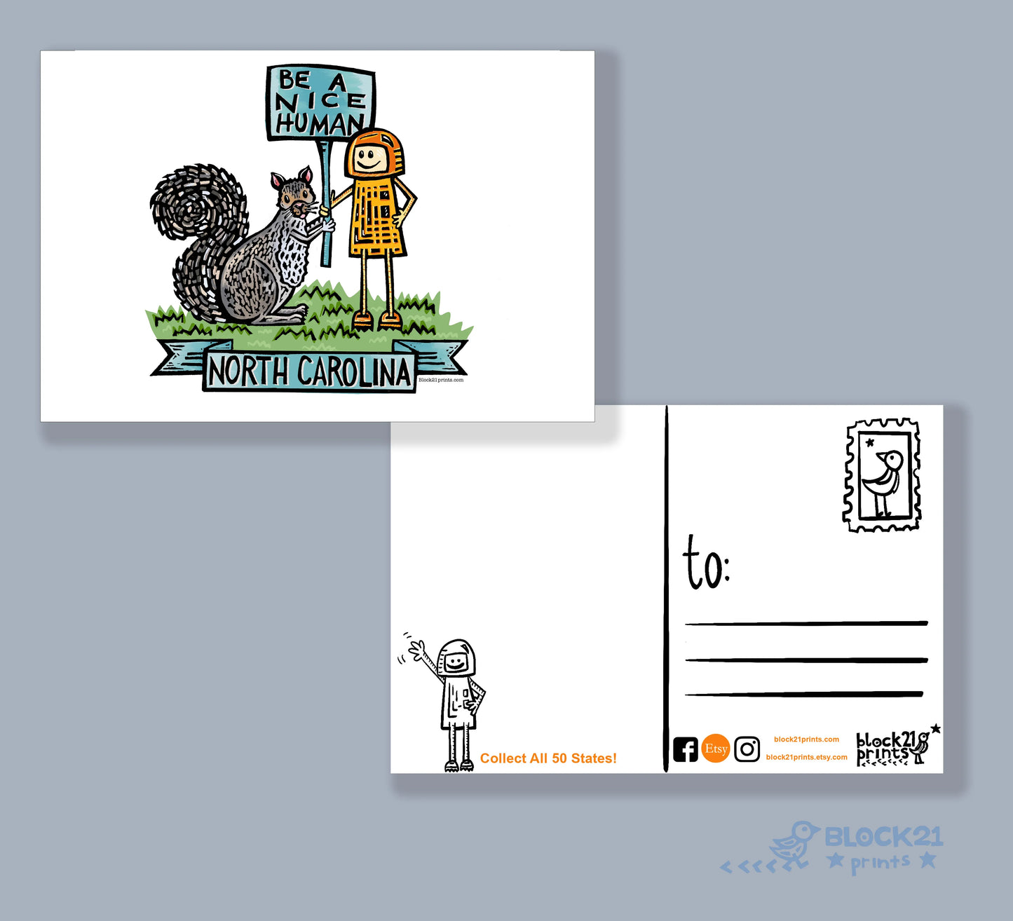 North Carolina grey squirrel Be a Nice Human Sticker Decal