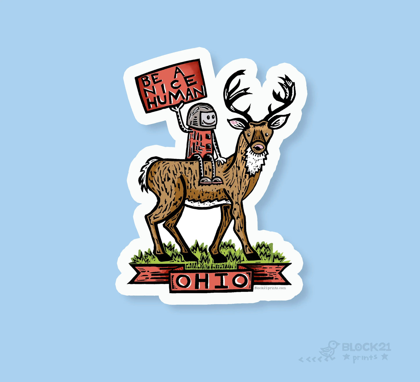 Ohio Be A Nice Human White Tailed Deer postcard