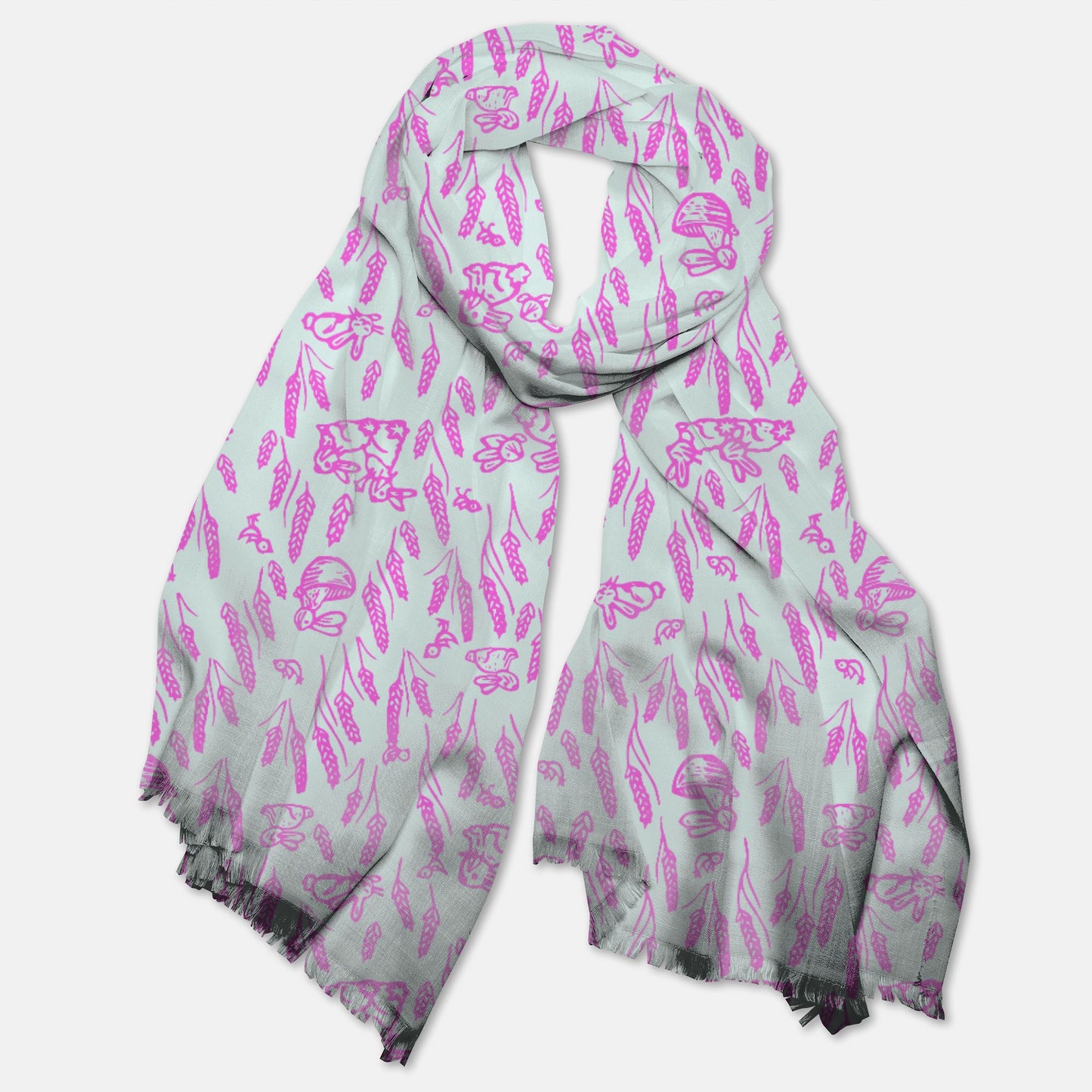 Bunny and Wheat Pashmina Scarf - FREE SHIPPING