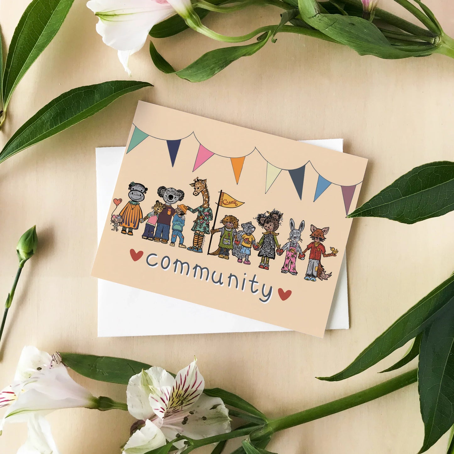 Community Animals Blank Greeting Card