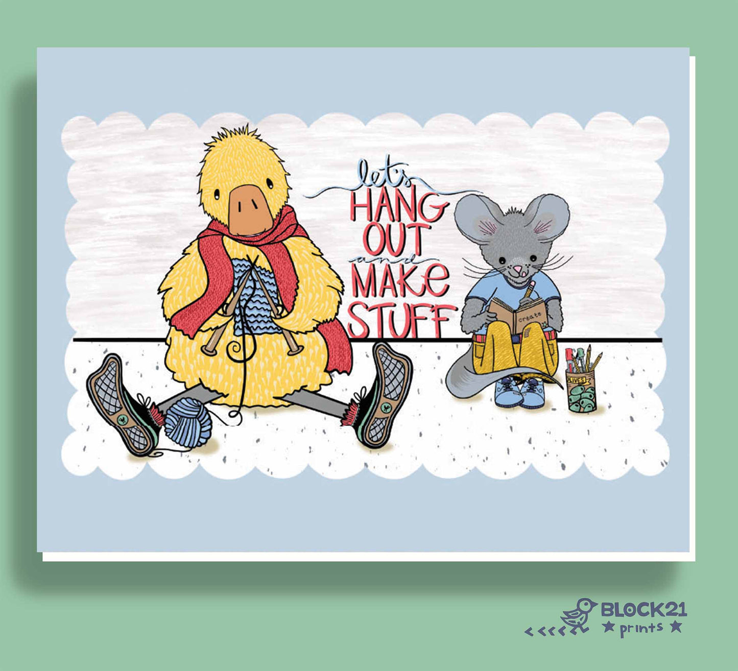 Knitting Duck Vinyl Sticker | Waterproof