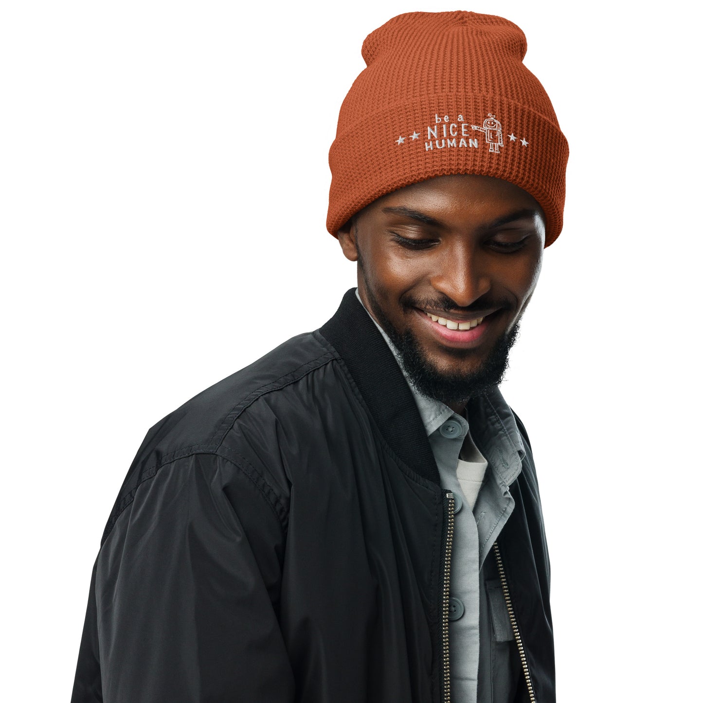 Be A Nice Human Waffle Beanie Hat -| Free Shipping