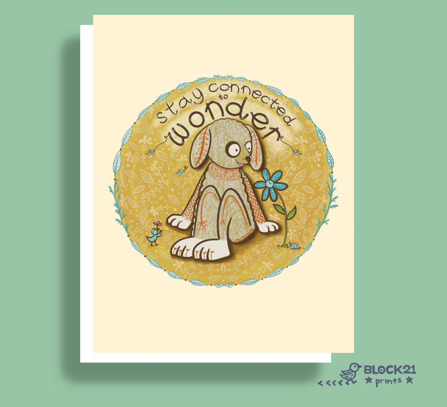 Stay Connected to Wonder - Dog - A2 Blank Inside