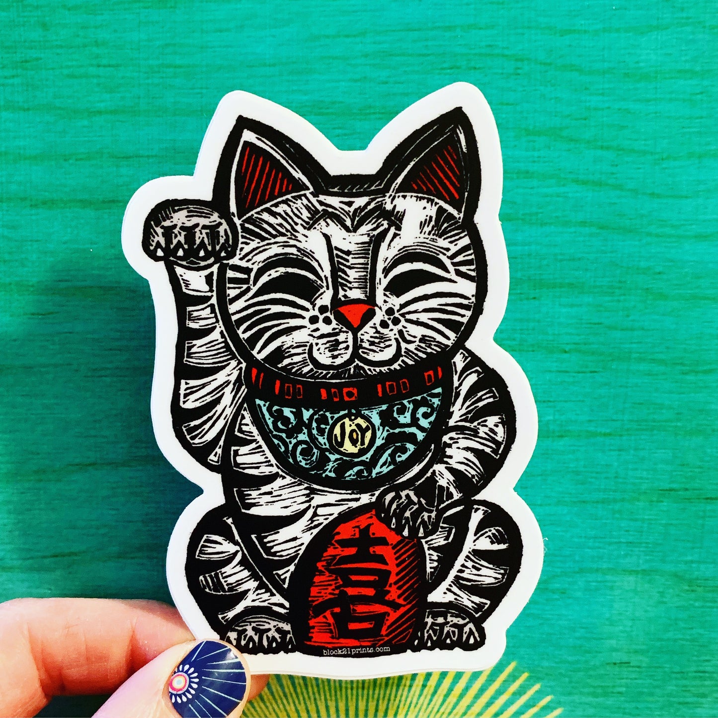 Waving Good Luck Kitty Cat Sticker – Die Cut Vinyl