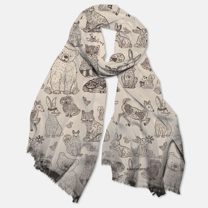 Woodland Creature Pashmina Scarf - FREE SHIPPING