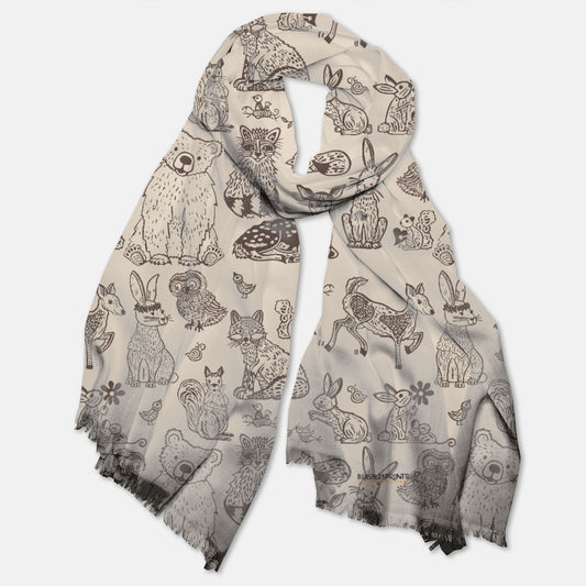 Woodland Creature Pashmina Scarf - FREE SHIPPING