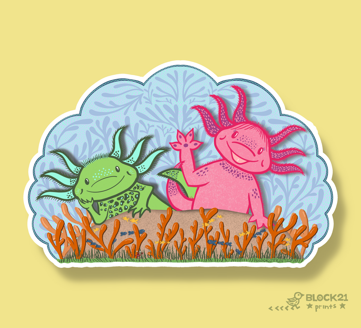 Axolotl Besties Vinyl Sticker | Cute Colorful Axolotl Sticker