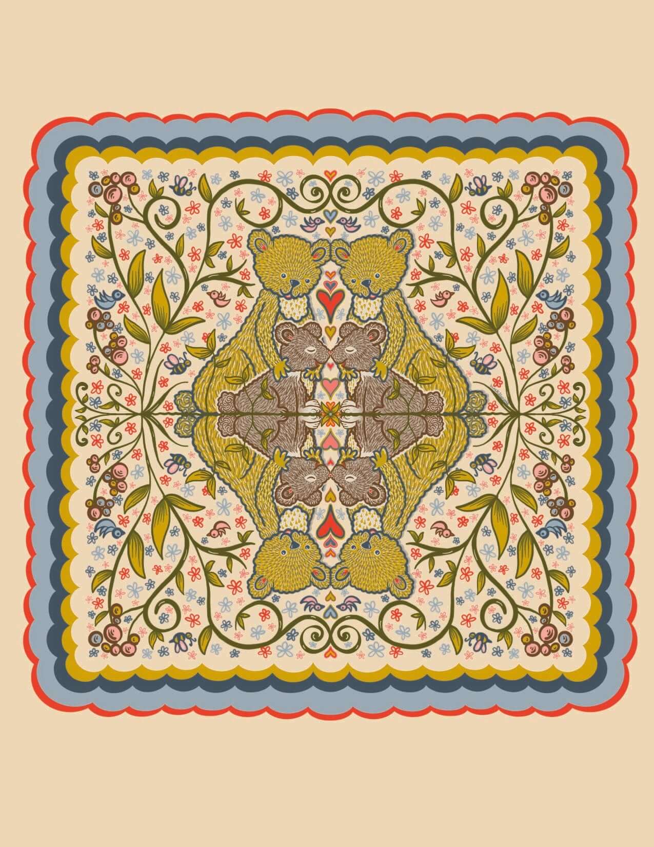 Scandinavian Folk Art Bear Greeting Card