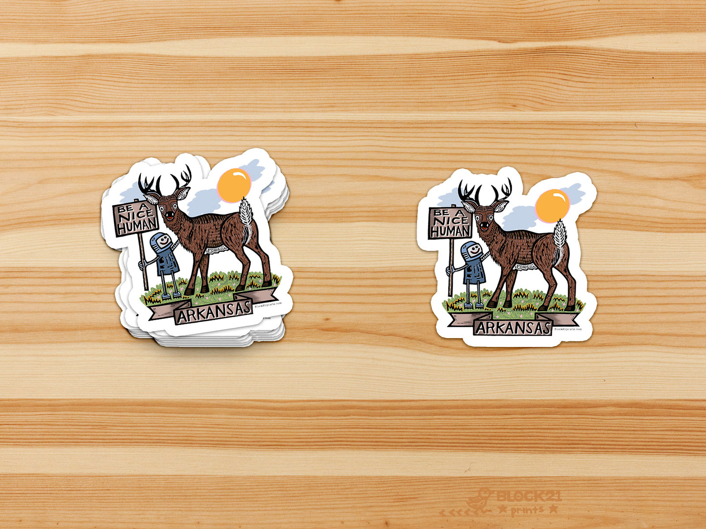 Arkansas white tailed deer Be a Nice Human Sticker Decal