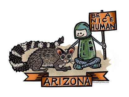 Arizona State ringtail Cat Be a Nice Human Sticker Decal