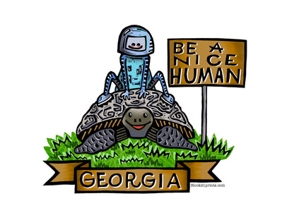 Georgia Tortoise Be a Nice Human Sticker Decal