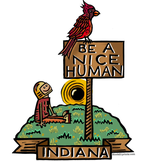 Indiana Cardinal Be a Nice Human Sticker Decal