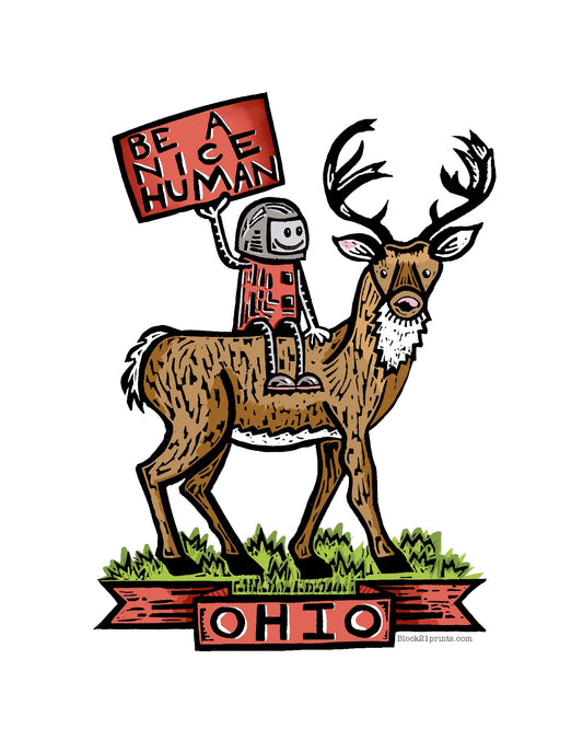 Ohio White Tailed Deer Be A Nice Human Sticker