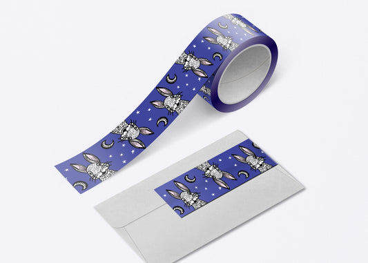 Happy Bunny Rabbit and shiny stars Washi Tape