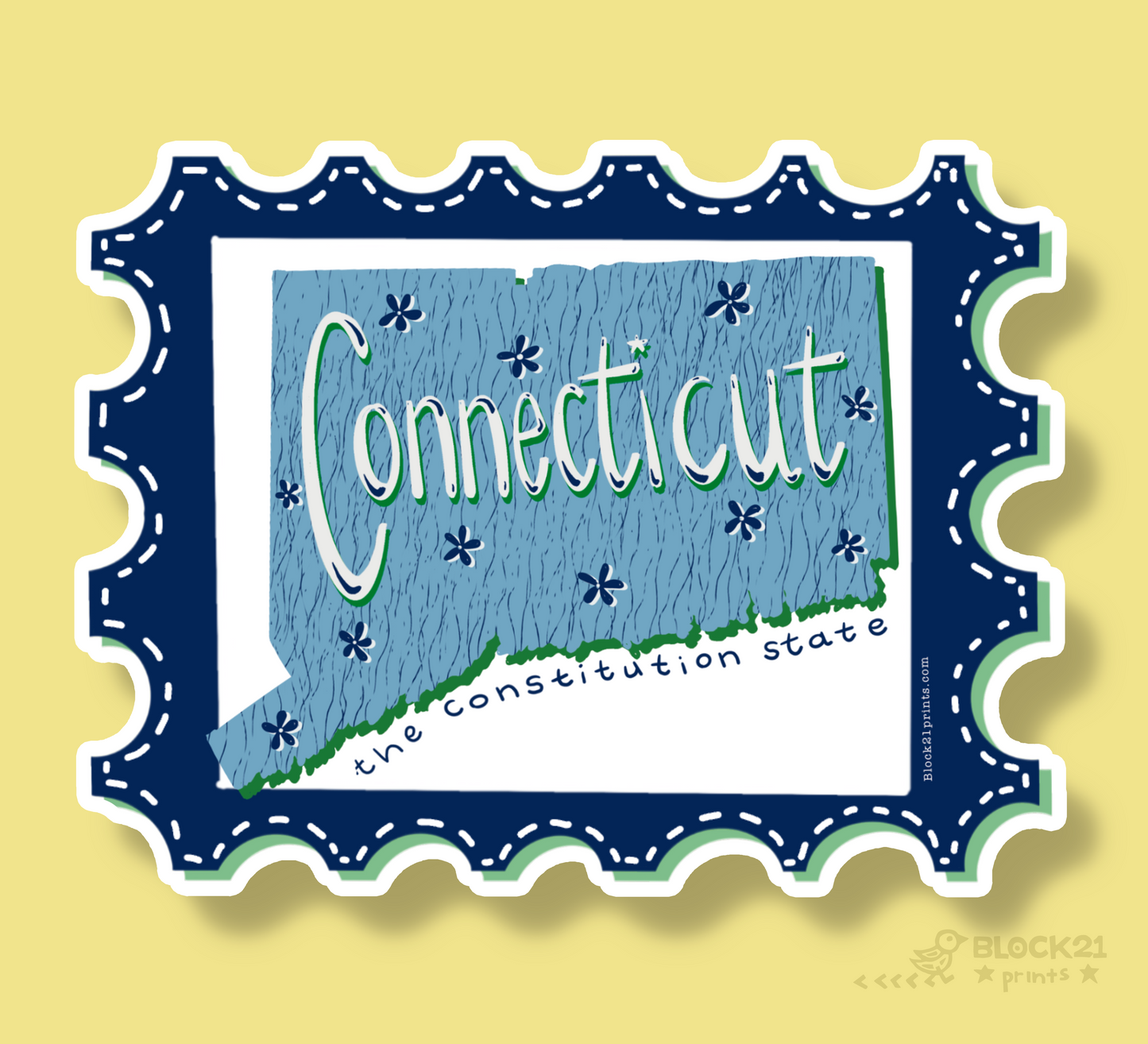 Connecticut Postage Stamp Sticker Decal