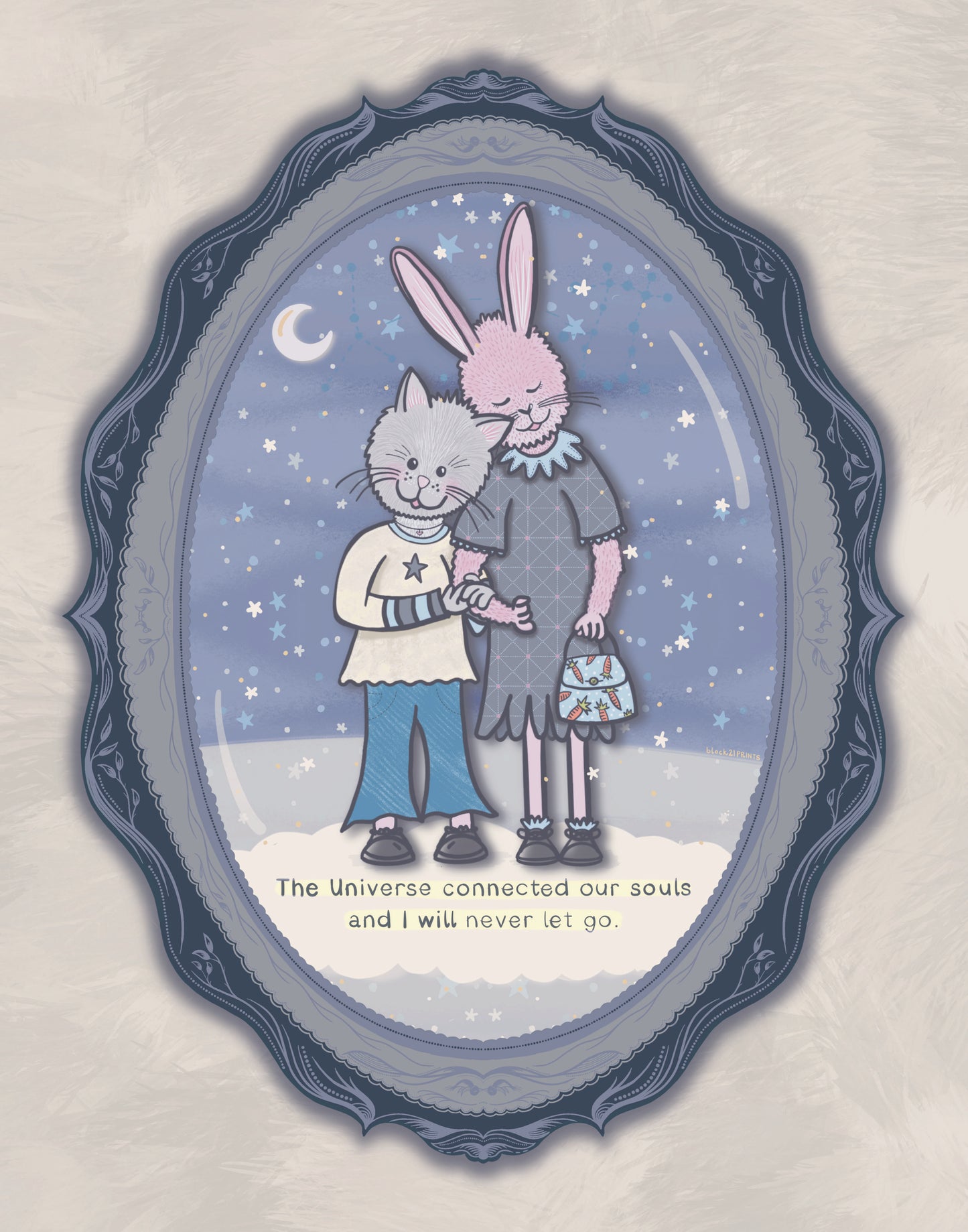 Connected Souls Art Print | Whimsical Animal Illustration