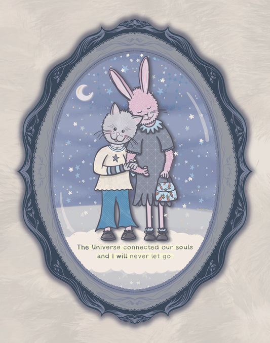 Connected Souls Art Print | Whimsical Animal Illustration