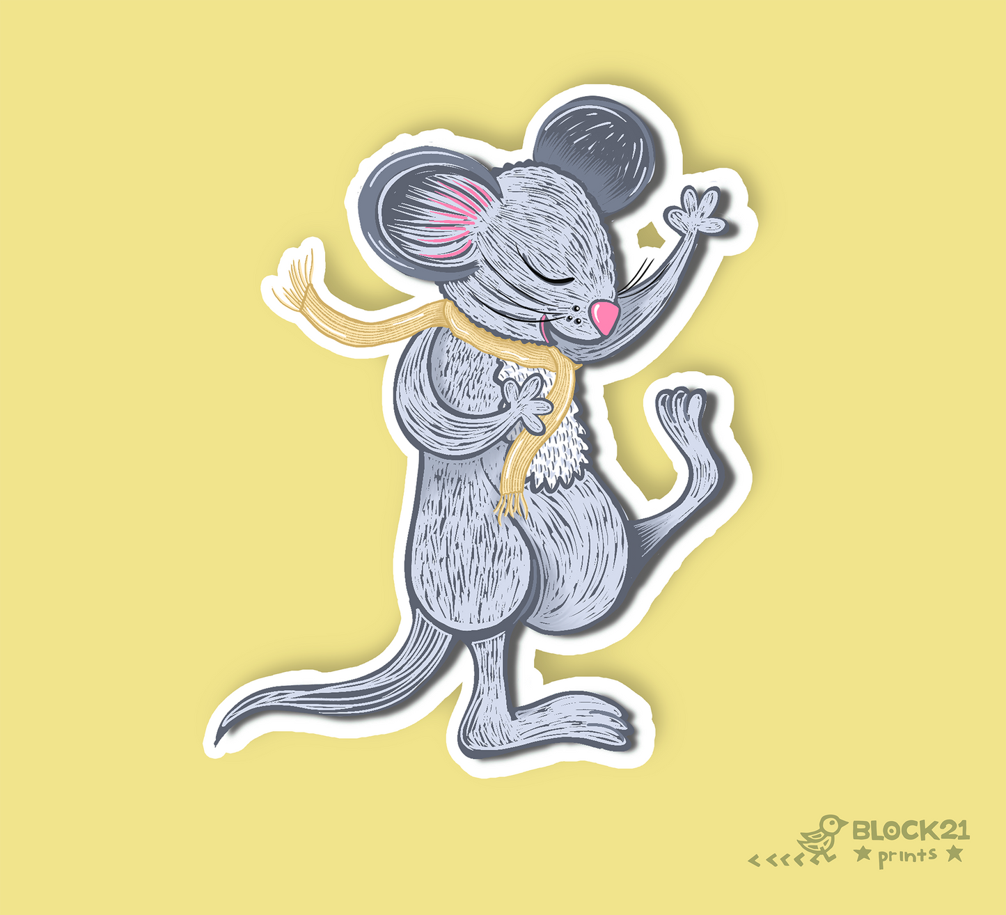 Dancing Mouse Vinyl Sticker – Waterproof