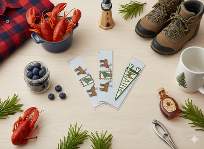 Maine Bookmark • Double-Sided 2x8 Laminate Bookmark • New England Gift