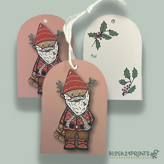 Holiday Gnome - Gift Tags - set of 5