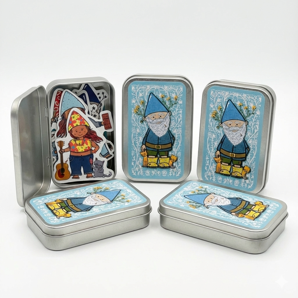 Gnome Sticker Tin | 6 Vinyl Stickers