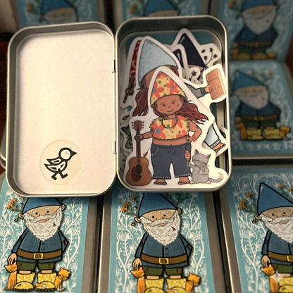 Gnome Sticker Tin | 6 Vinyl Stickers