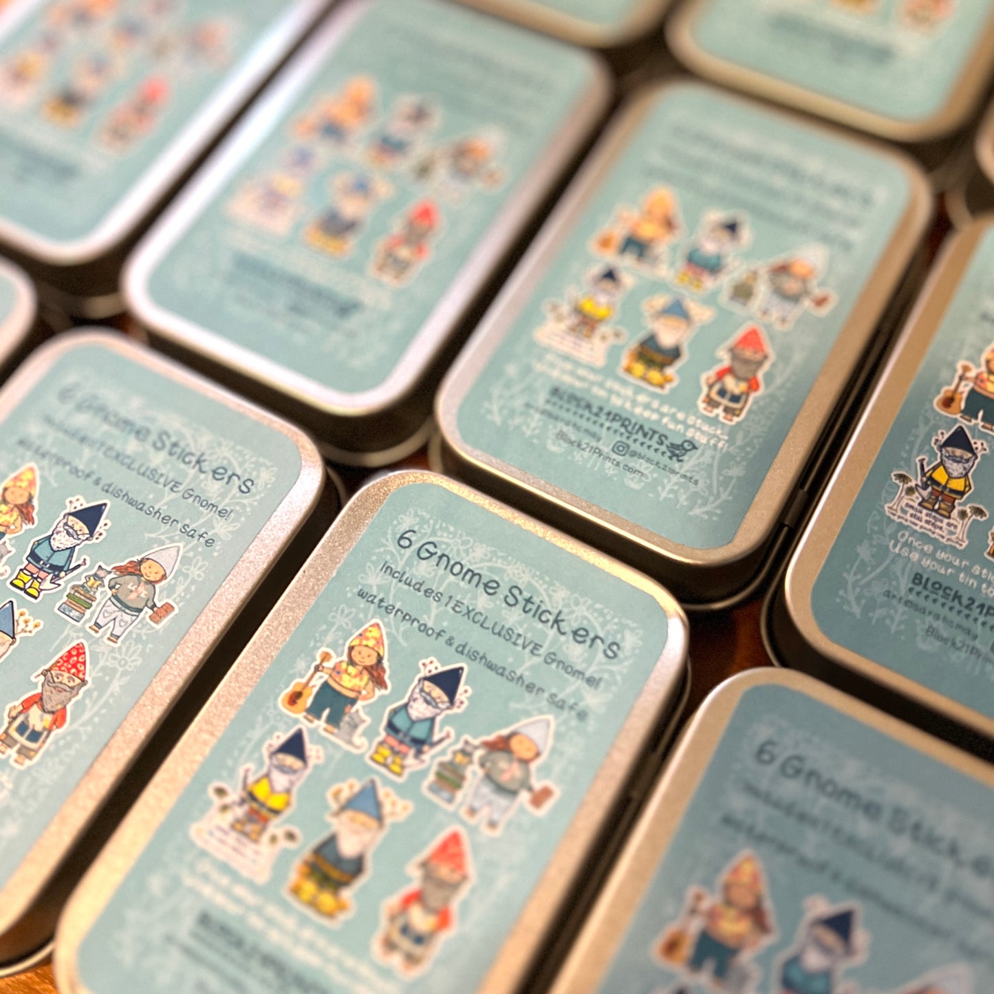Gnome Sticker Tin | 6 Vinyl Stickers