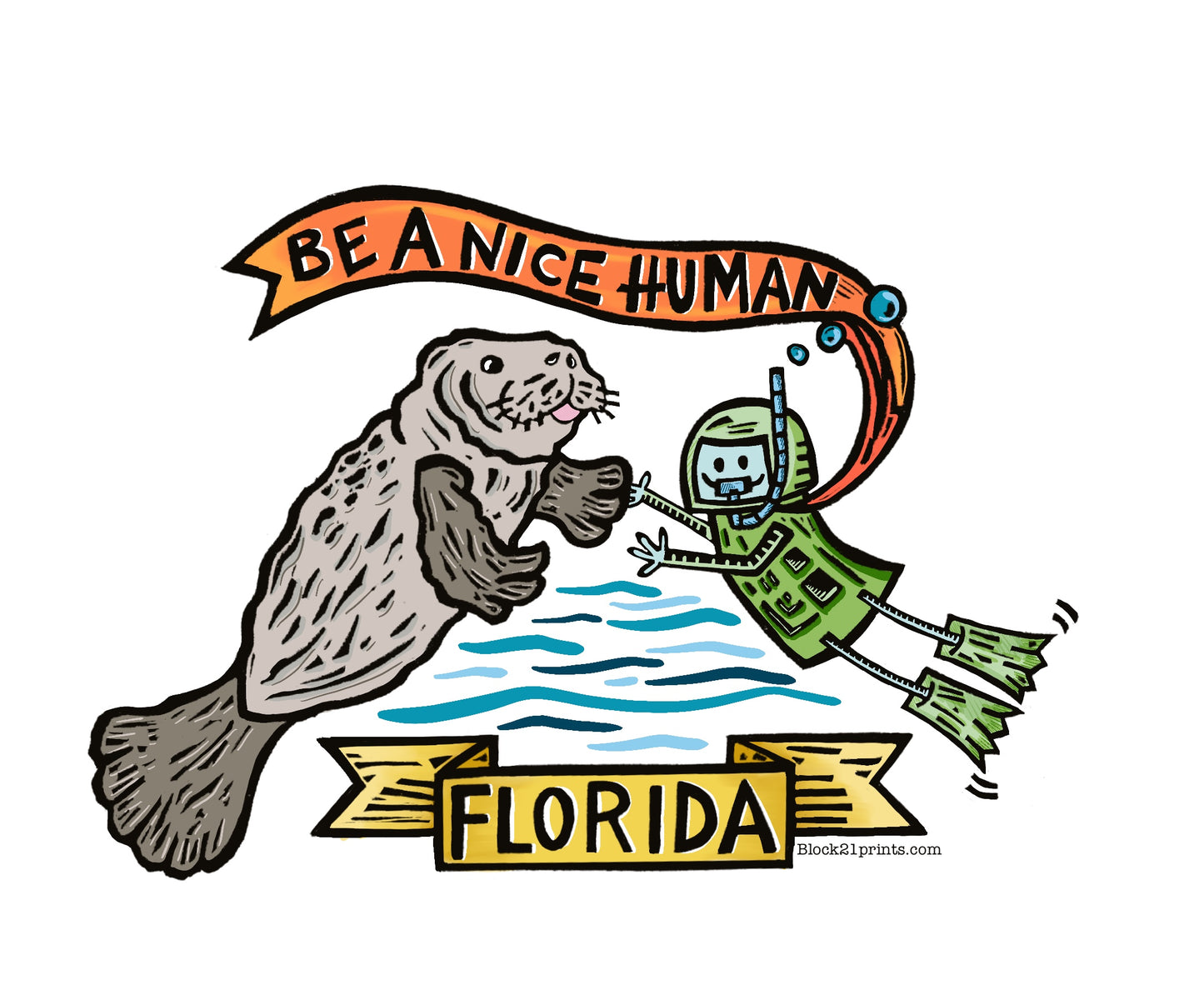 Florida Be A Nice Human Manatee postcard