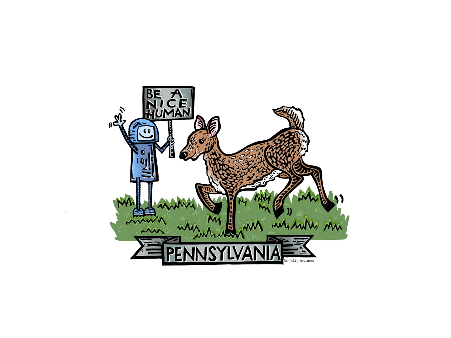 Pennsylvania Be A Nice Human White Tailed Deer postcard