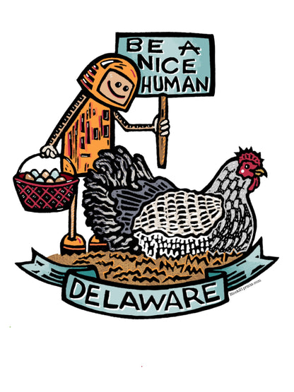 Delaware Chicken Be a Nice Human Sticker Decal