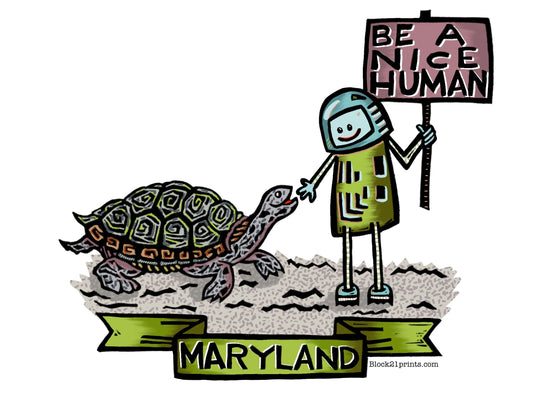 Maryland Terrapin Turtle Be a Nice Human Sticker Decal