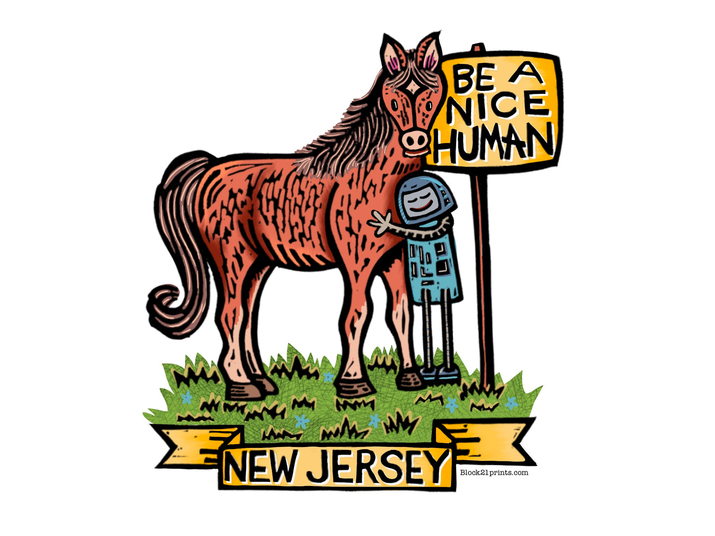 New Jersey Horse Be a Nice Human Sticker Decal