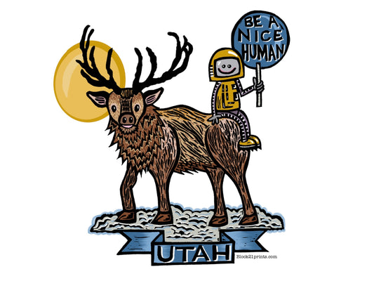 Utah Elk Be a Nice Human Sticker Decal