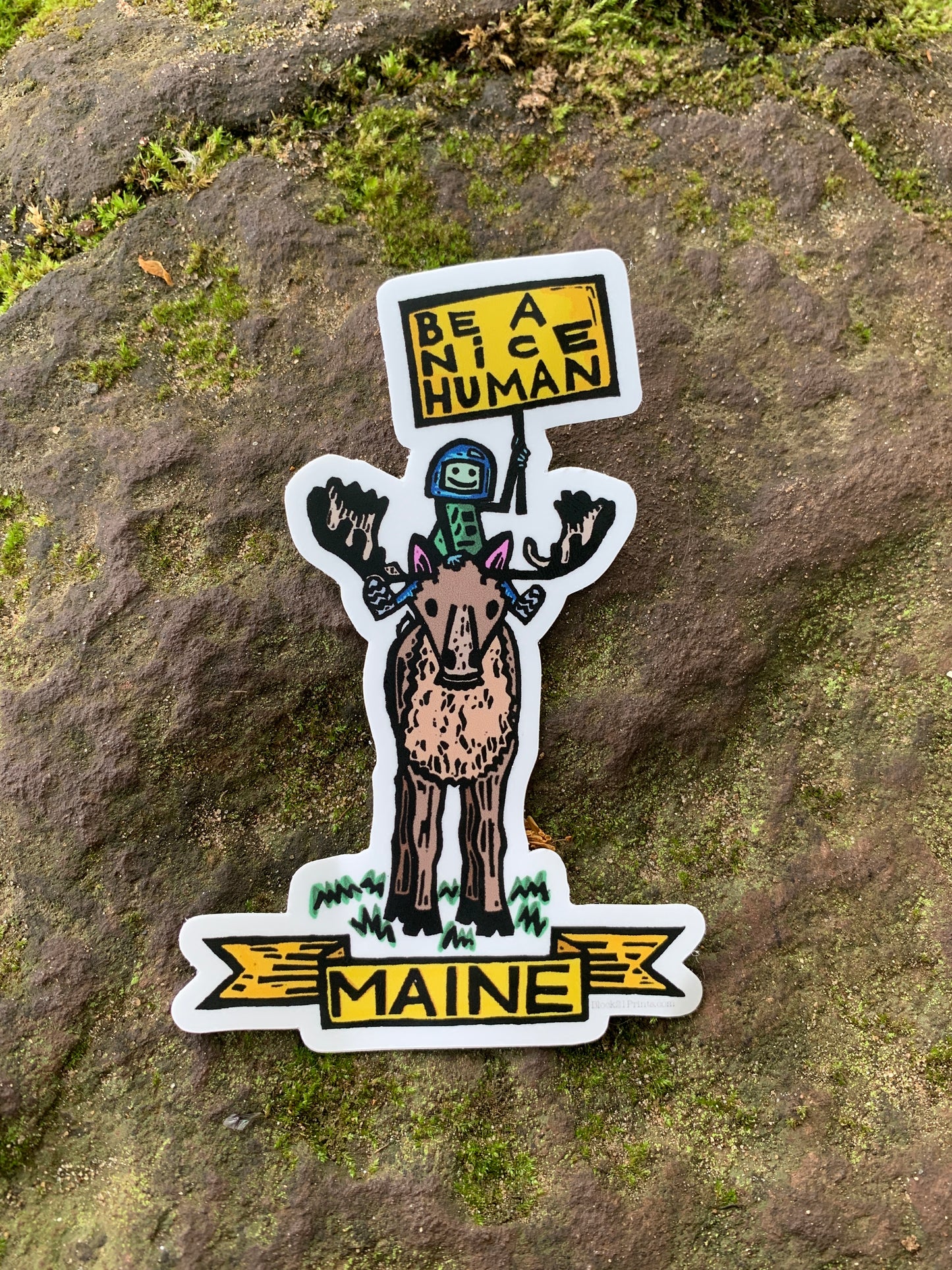 Maine Be A Nice Human moose postcard