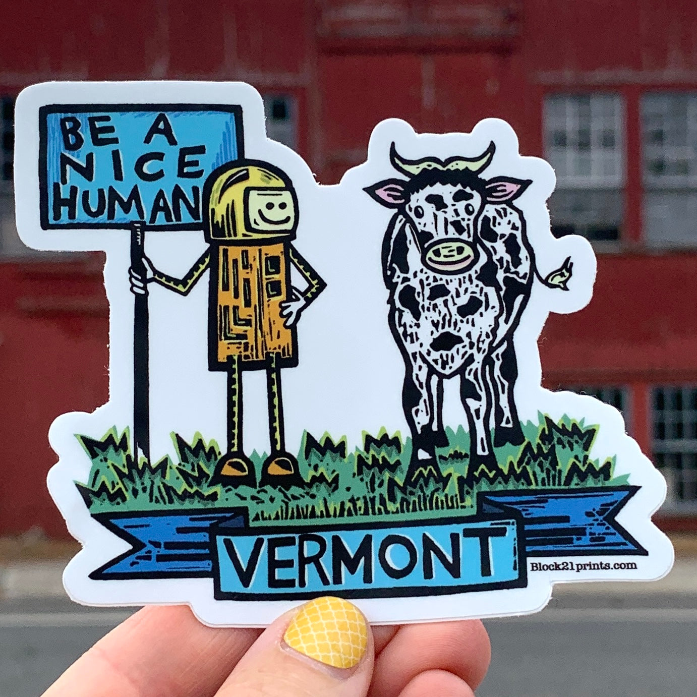 Vermont Be A Nice Human cow postcard