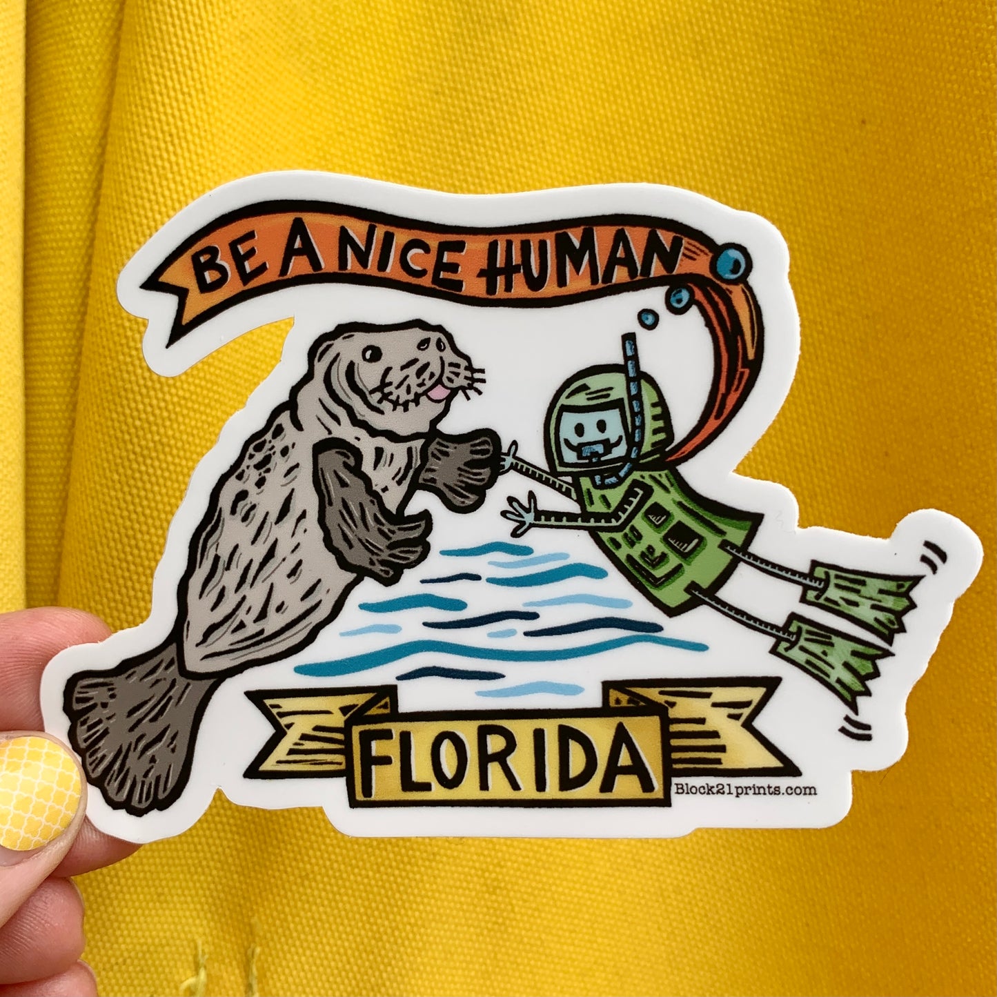 Florida Manatee Be a Nice Human Sticker Decal