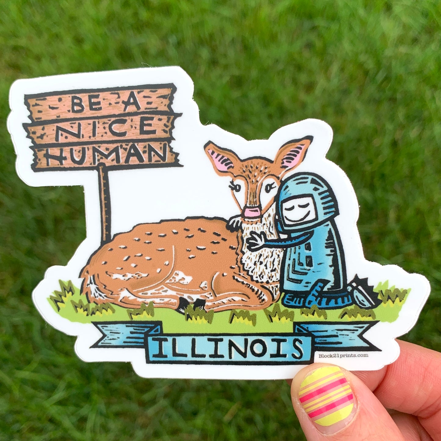 Illinois Be A Nice Human White Tailed Deer postcard