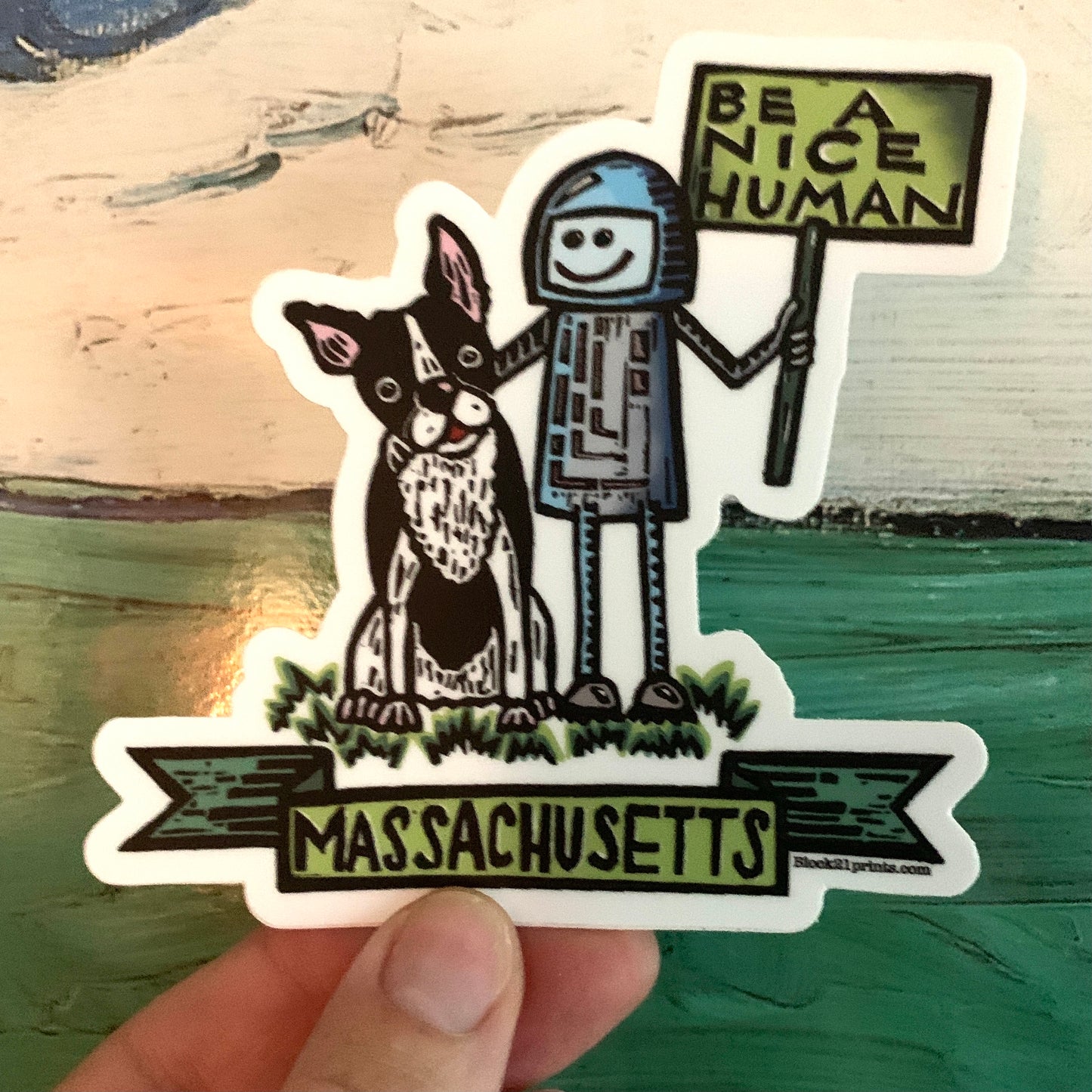 Massachusetts Be A Nice Human Boston Terrier postcard