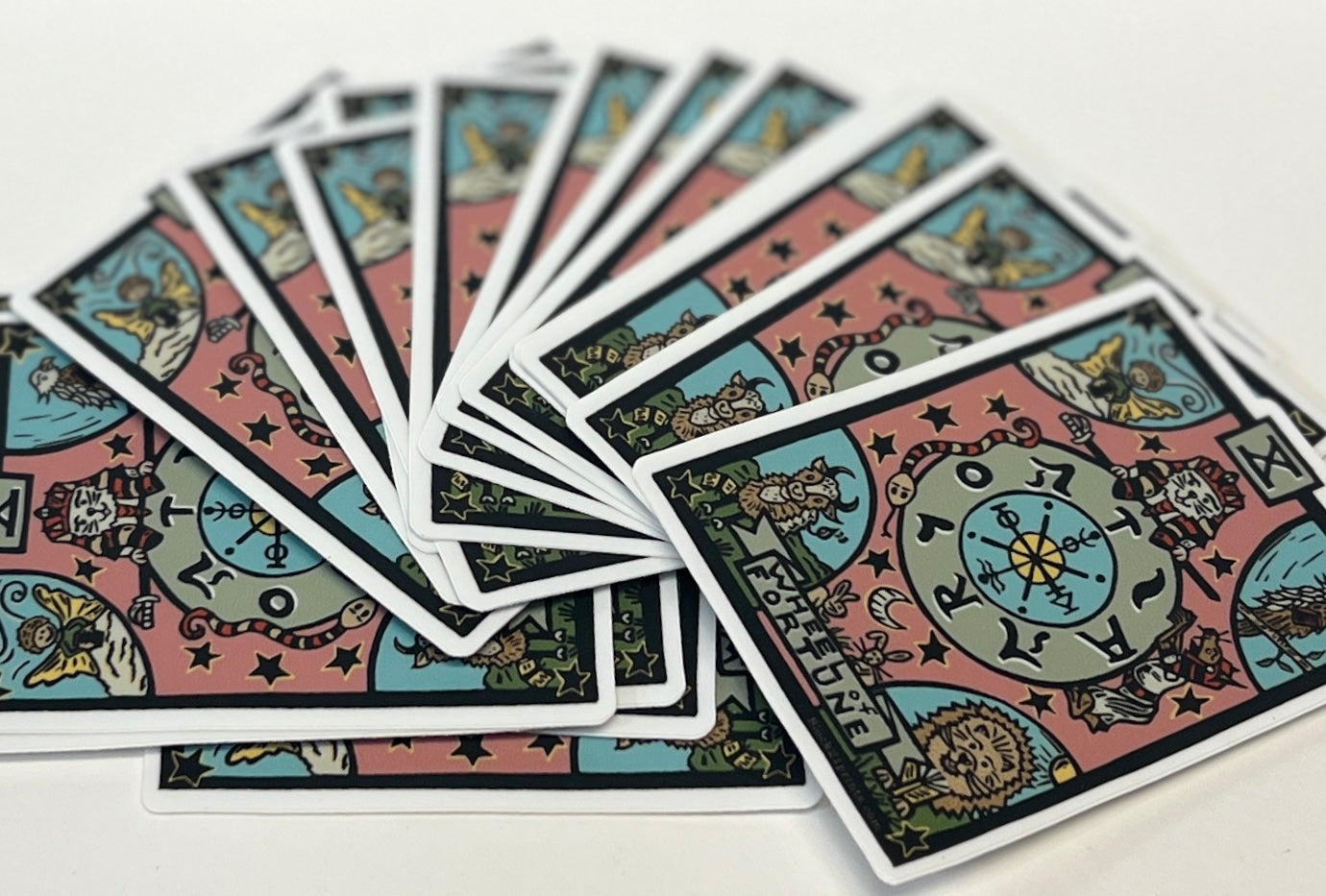 Wheel of Fortune Tarot Card Die Cut Vinyl Sticker