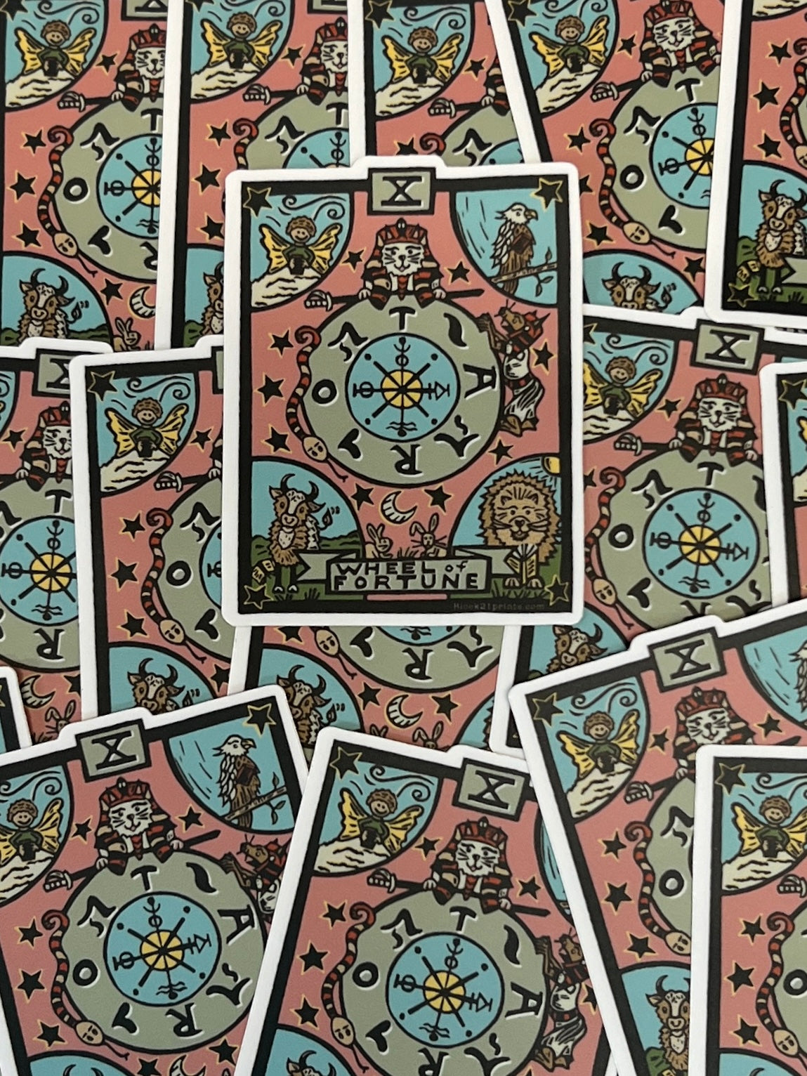 Wheel of Fortune Tarot Card Die Cut Vinyl Sticker