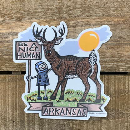 Arkansas white tailed deer Be a Nice Human Sticker Decal