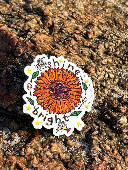 Shine Bright Gerber Daisy flower Sticker Decal