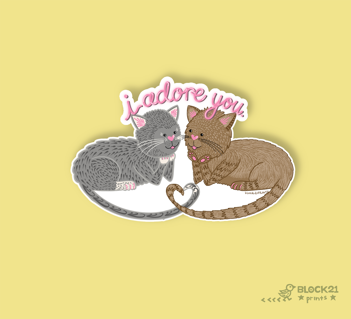 I Adore You Cat Greeting Card – A2, Blank Inside